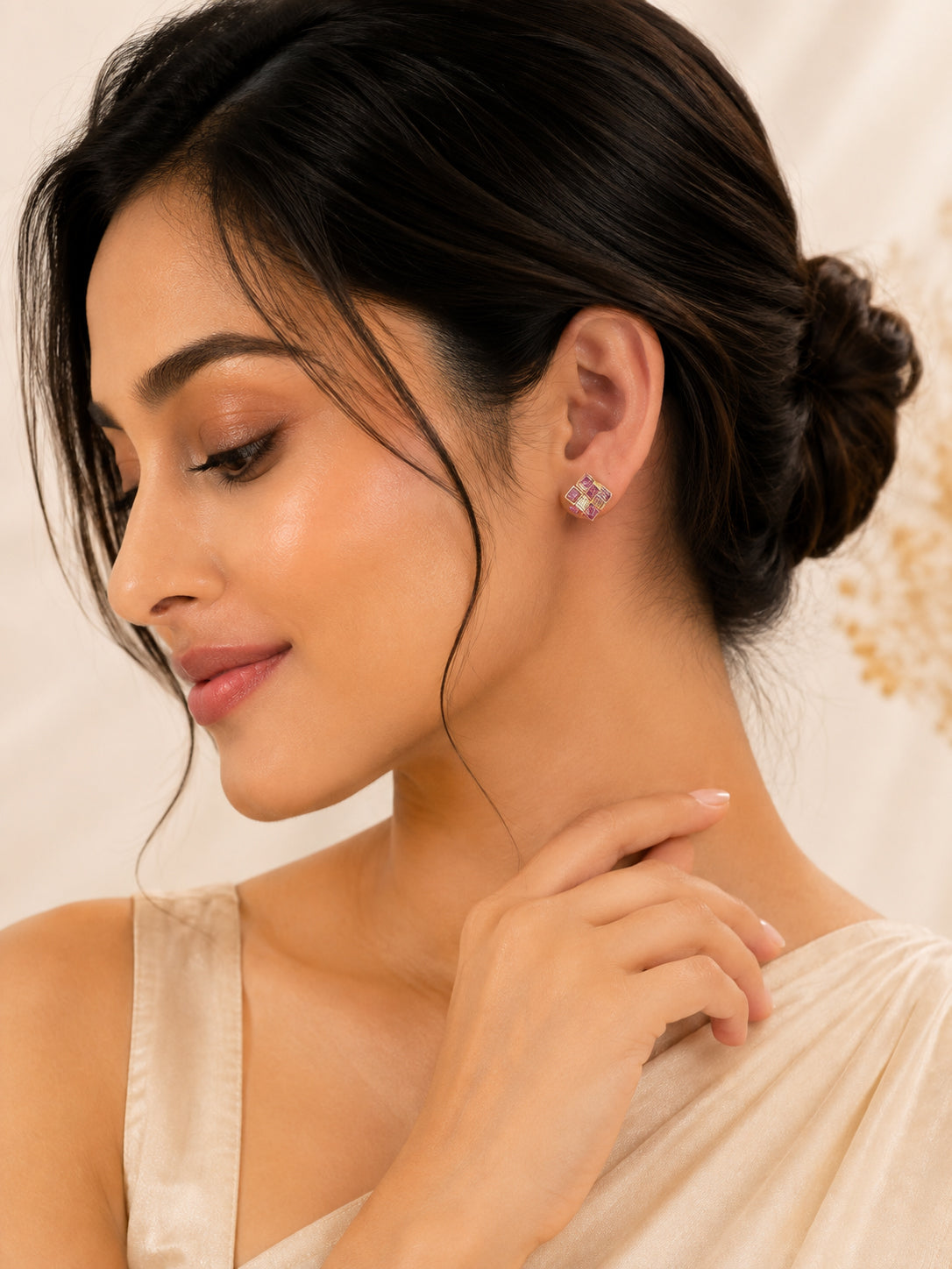Aanura Gold Plated Cubic Crystal Earrings