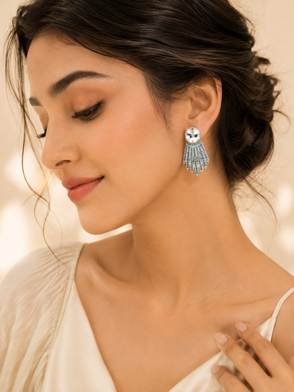 Aanura Blue Crystal Radiant Drop Earrings