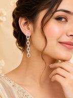 Aanura Royal Blue Oval Stud Earrings with CZ Halo