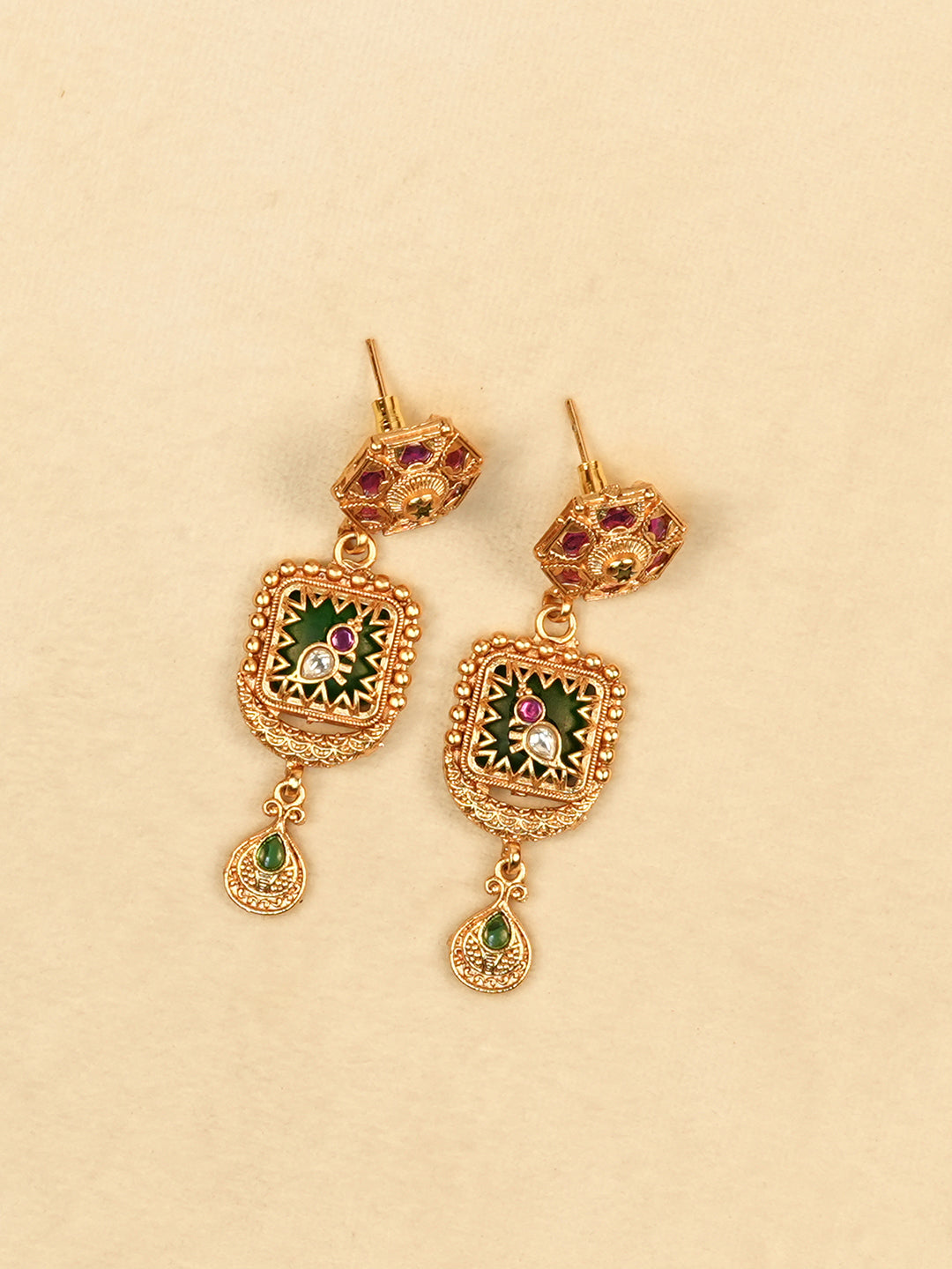 Aanura Gold Plated Royal Pendant Necklace Set