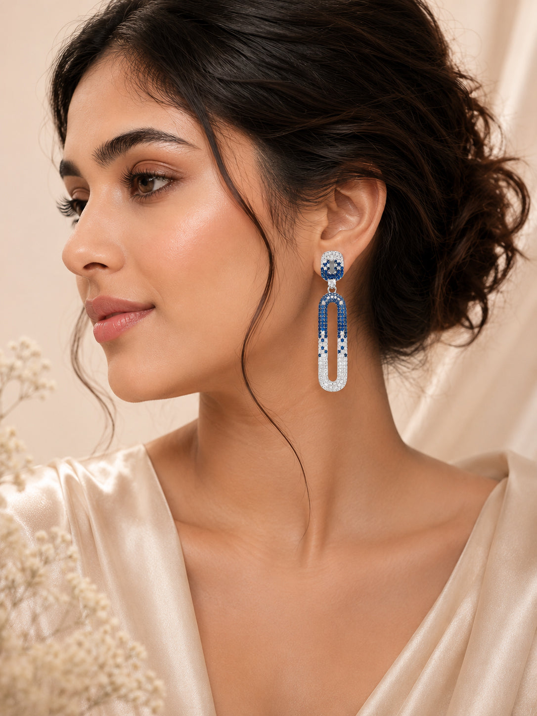 Aanura Blue & White Gradient Drop Earrings