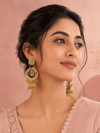Aanura Gold-Plated Green Ruby Long Earrings