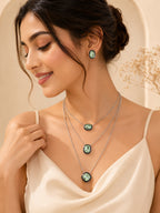 Aanura Layered Red Pendant Necklace Set