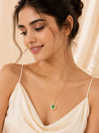 18K Gold Plated Green Turtle Crystal Necklace