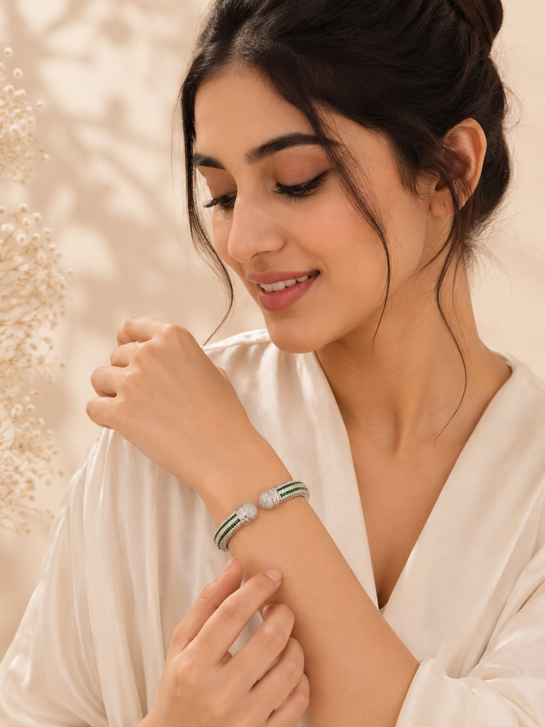 Aanura Emerald Crown Silver Bracelet