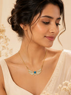 18K Gold Plated Blue Angel Wing Heart Necklace