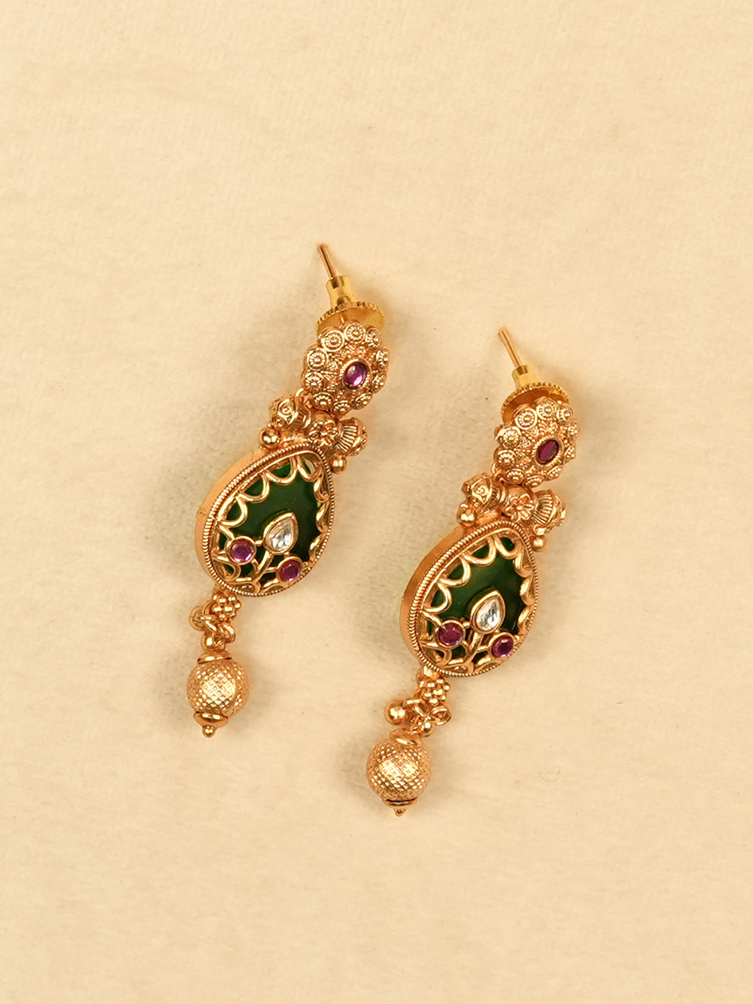 Aanura Gold Plated Emerald Aura Necklace Set