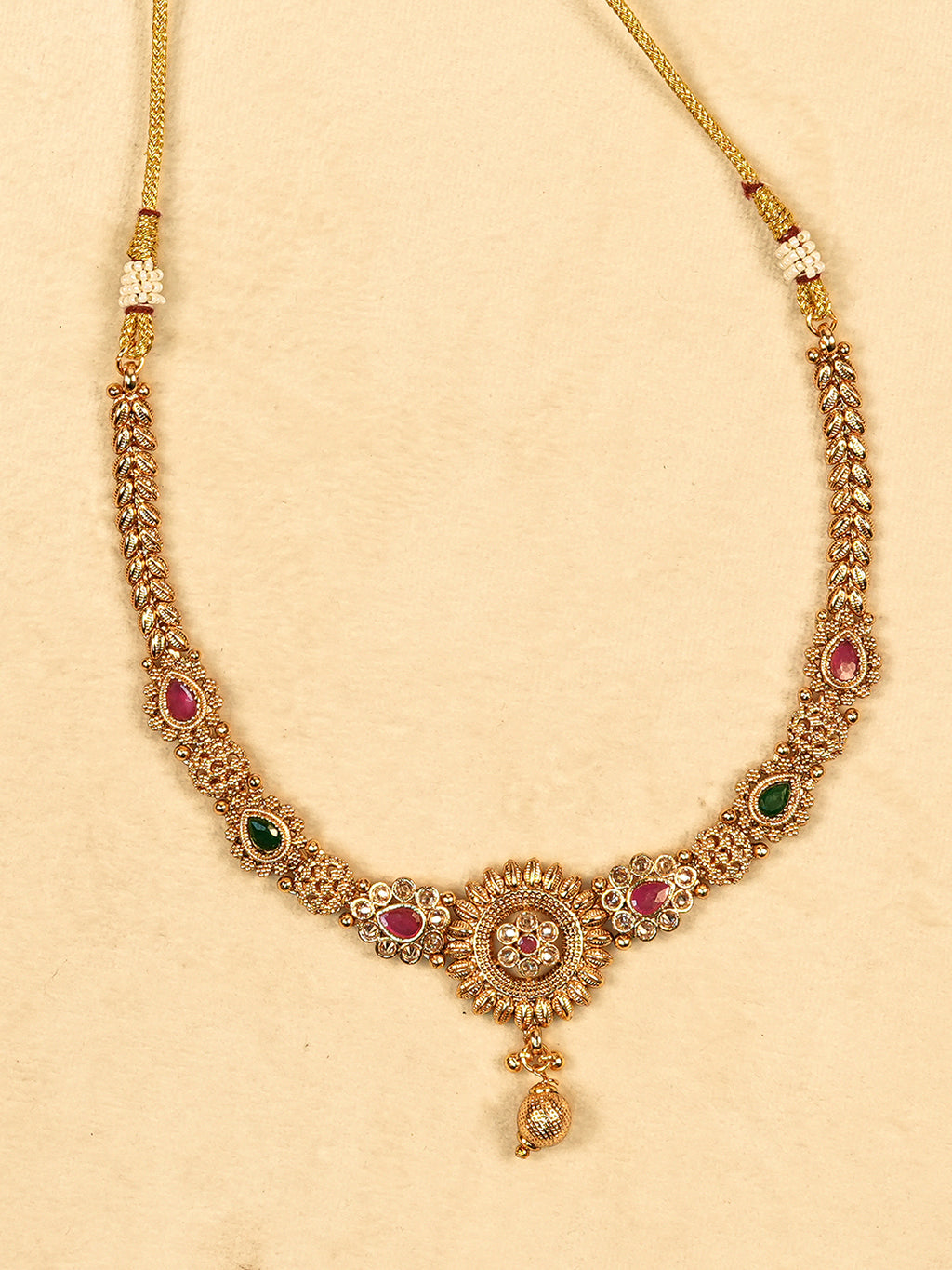 Aanura Gold Plated Sunburst Necklace Set