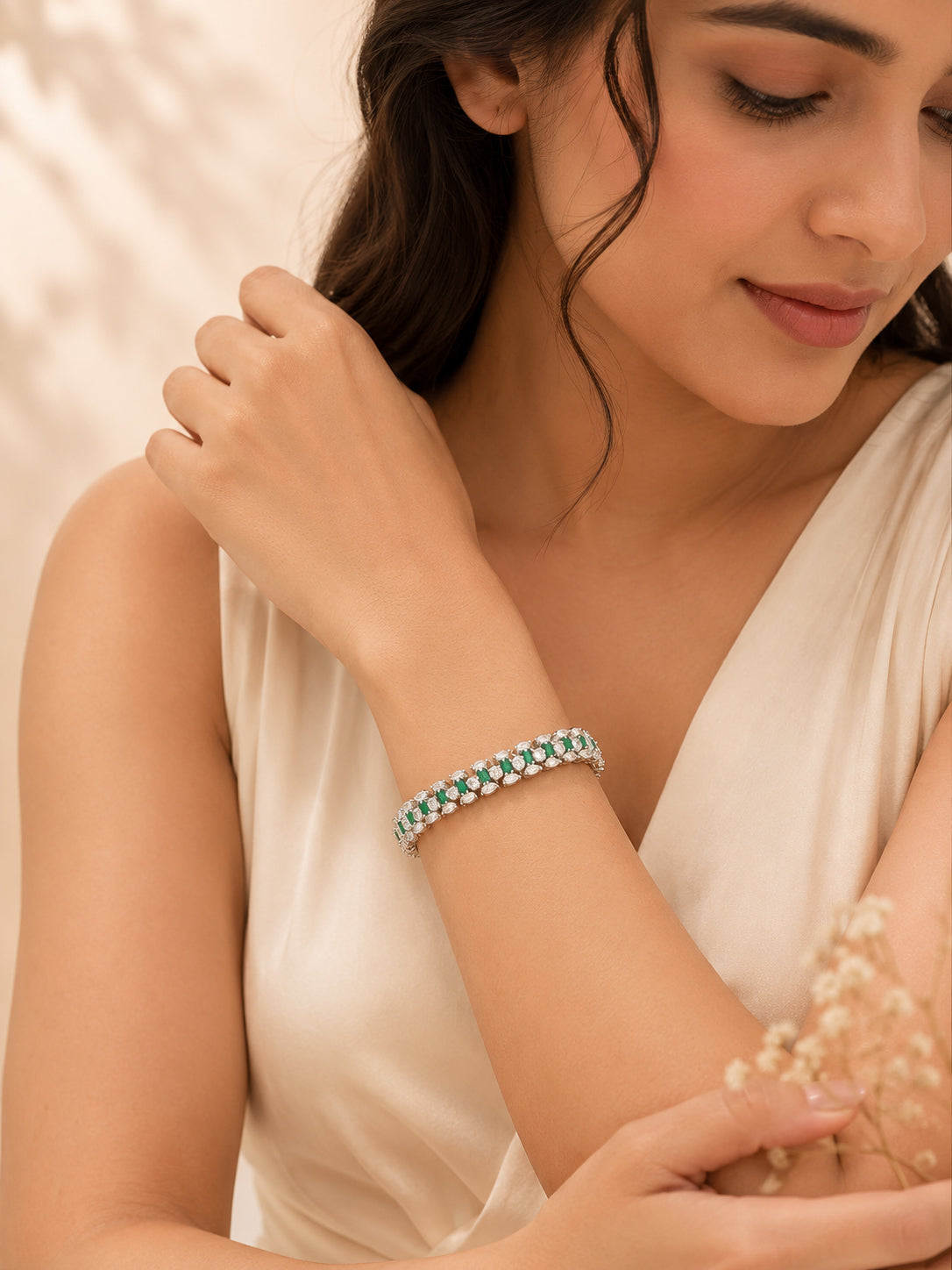 Aanura Radiant Diamond Silver Bracelet