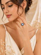 Rhodium Plated Emerald Band Anti-Tarnish Waterproof Ring