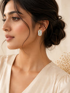 Aanura Yellow Cushion Halo Stud Earrings