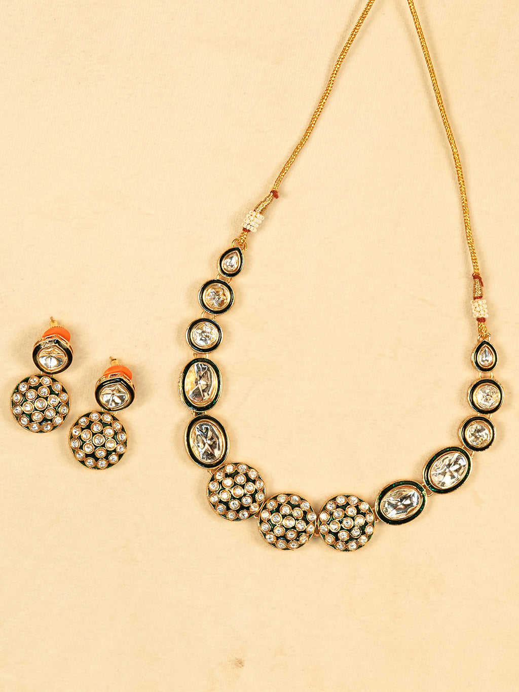 Aanura Gold Traditional Necklace & Earring Set