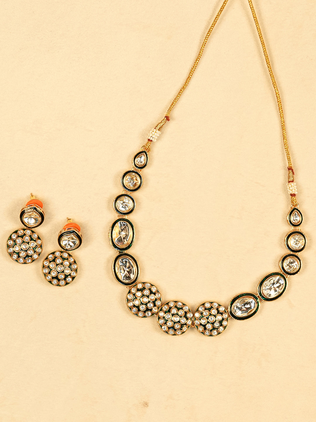 Aanura Gold Traditional Necklace & Earring Set
