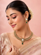 Aanura Antique Pearl Drop Kundan Choker Necklace Set