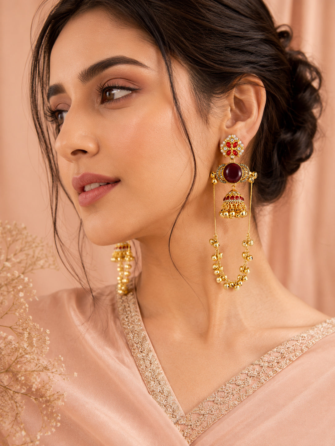 Aanura Gold Plated Stone Earrings with Brass