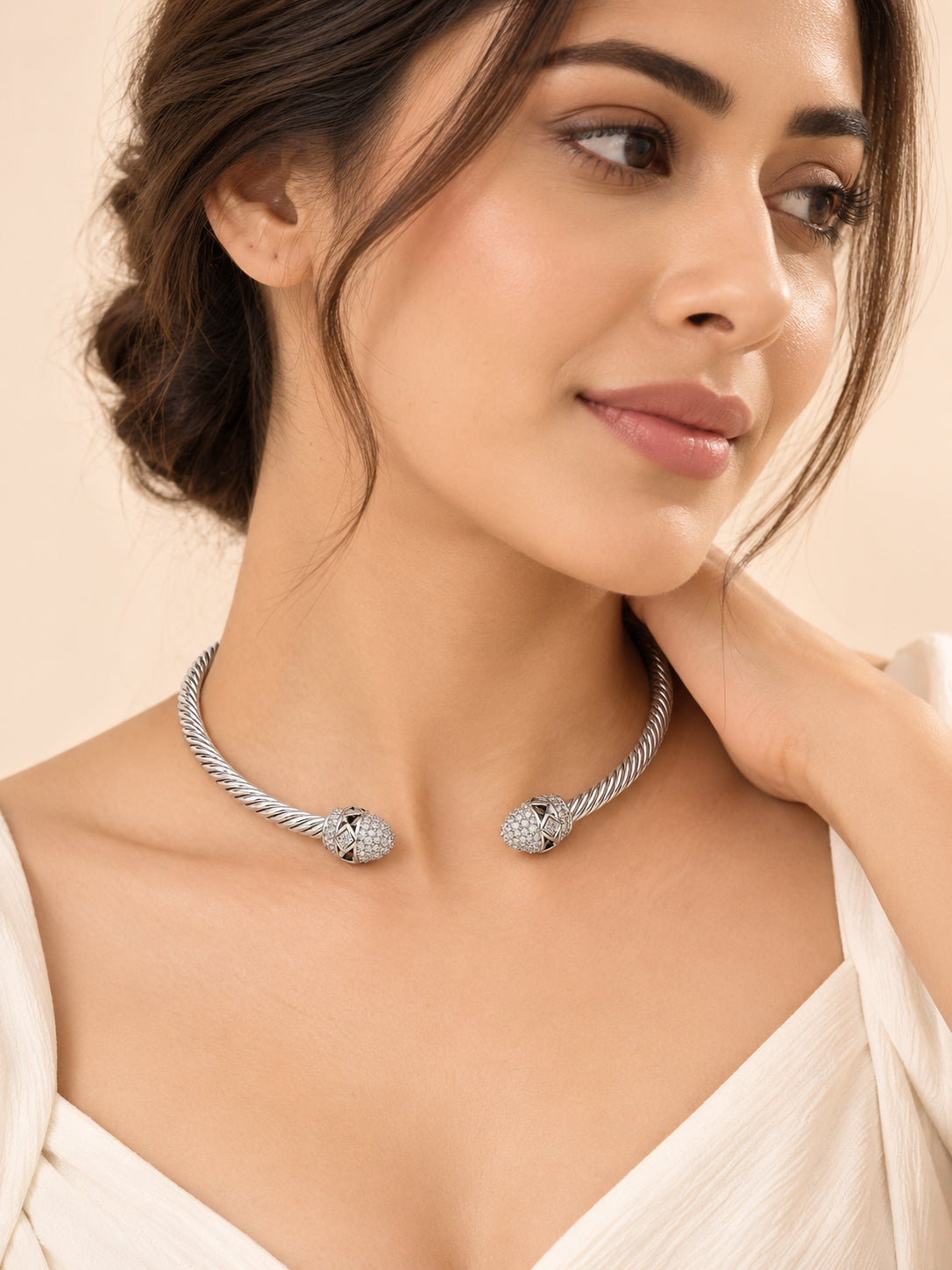 Aanura Twisted Cable Choker – Stainless Steel Jewelry