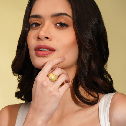 Aanura Gold Plated Wave Adjustable Ring for Women