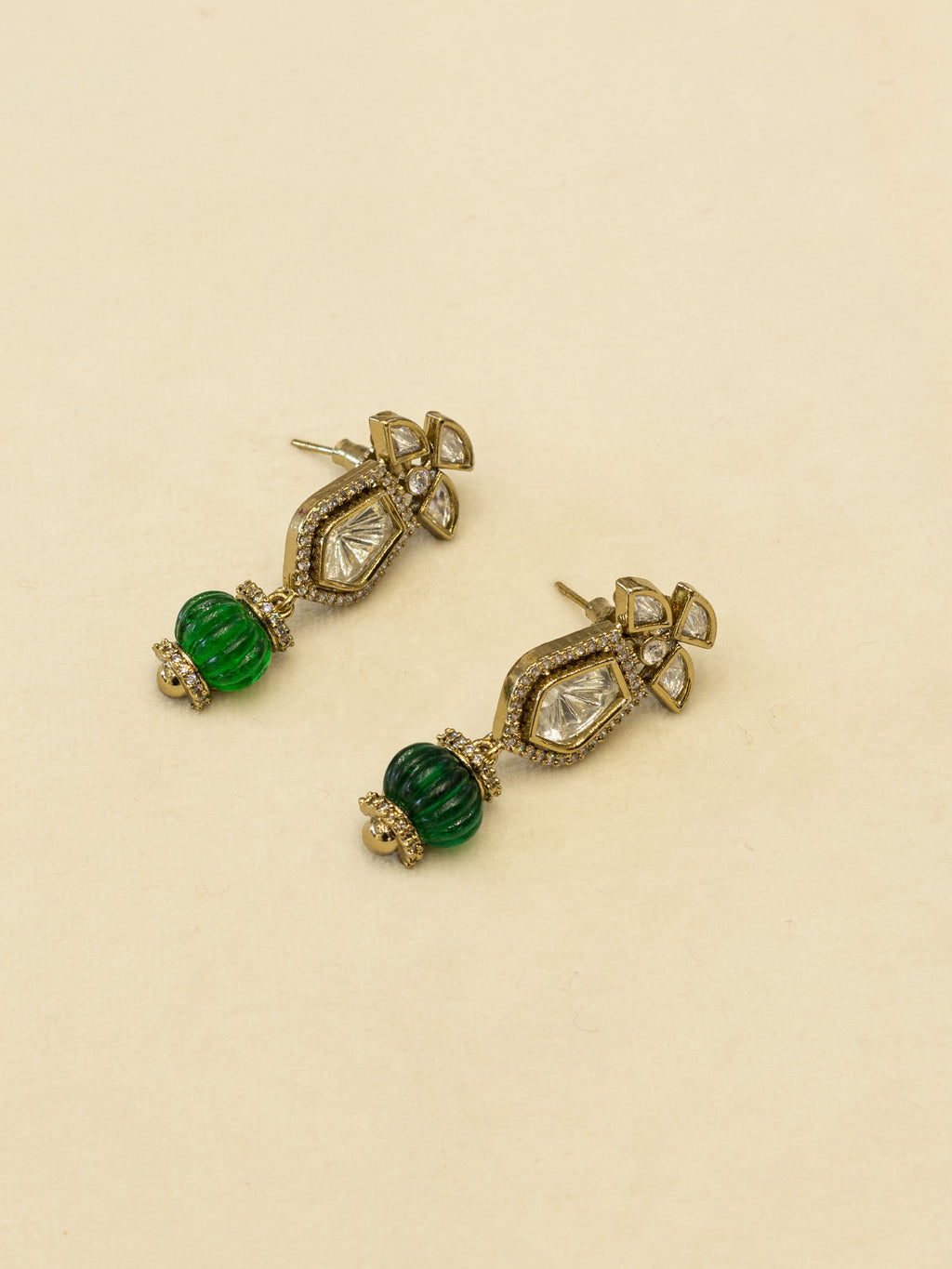 Aanura Gold-Plated Navratna Necklace & Earrings