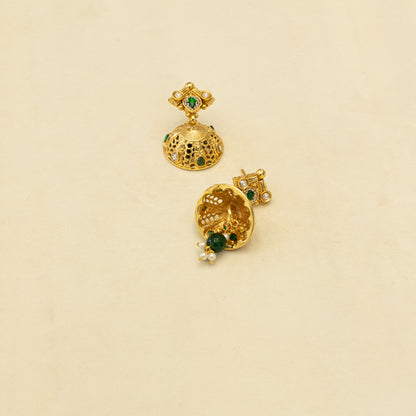 Aanura Antique Gold Choker Necklace with Drop Earrings