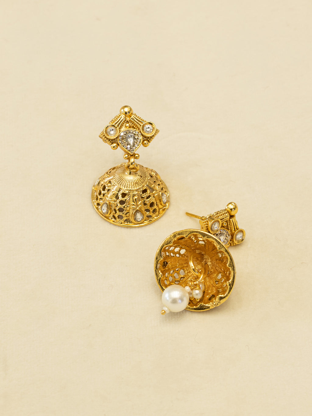 Aanura Antique Gold Choker Necklace with Drop Earrings