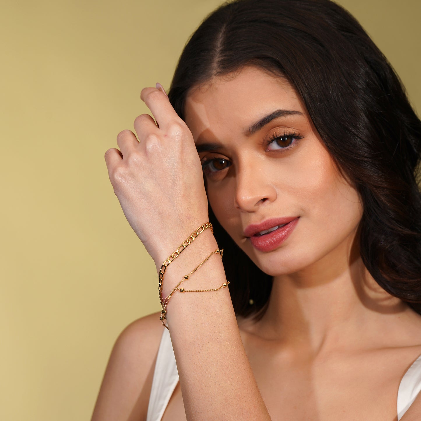 Aanura Layered Chain Gold Plated Bracelet