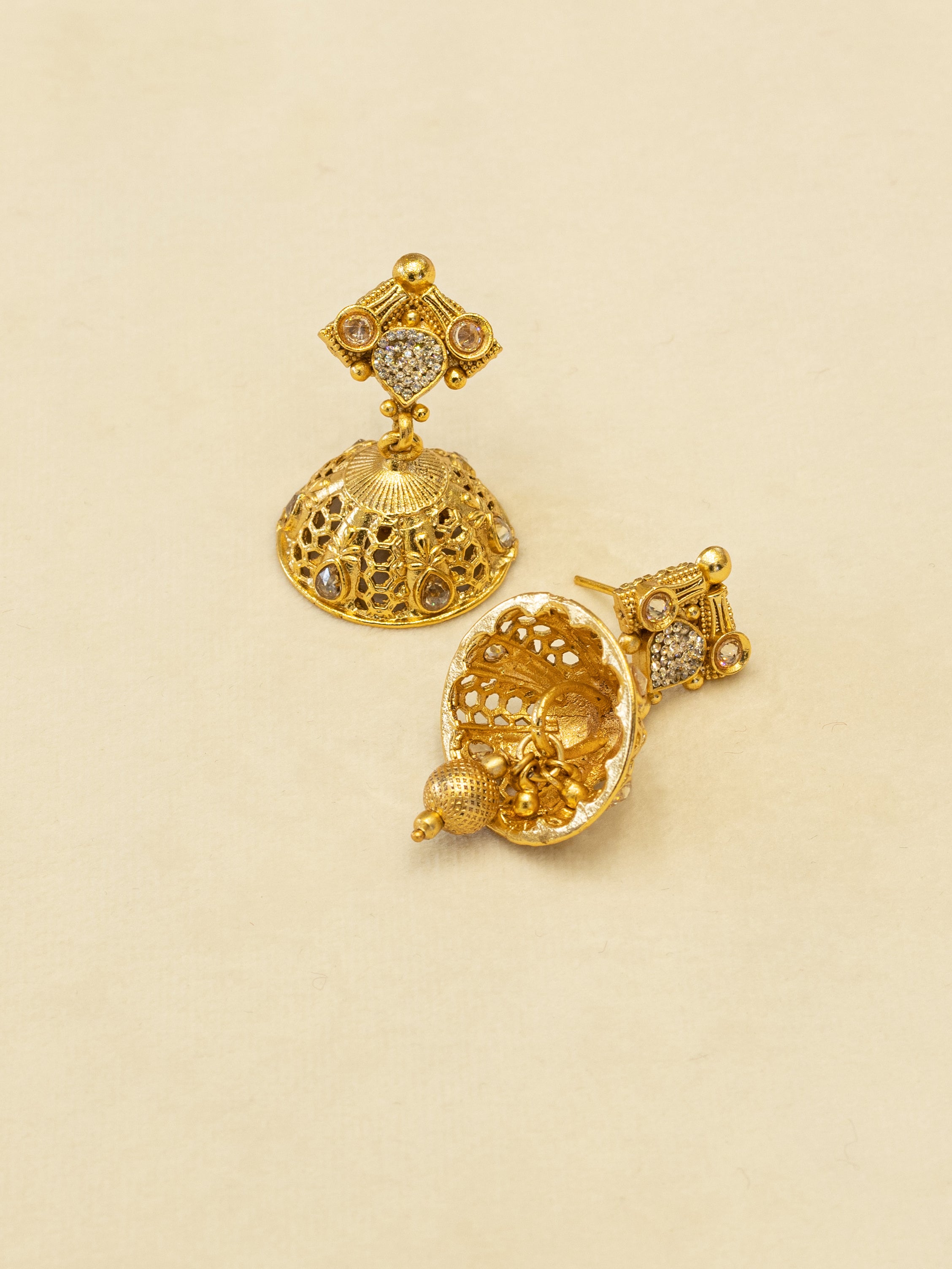 Aanura Antique Gold Choker Necklace with Drop Earrings