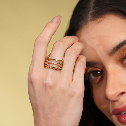 Aanura Multi-Band Crystal Statement Ring