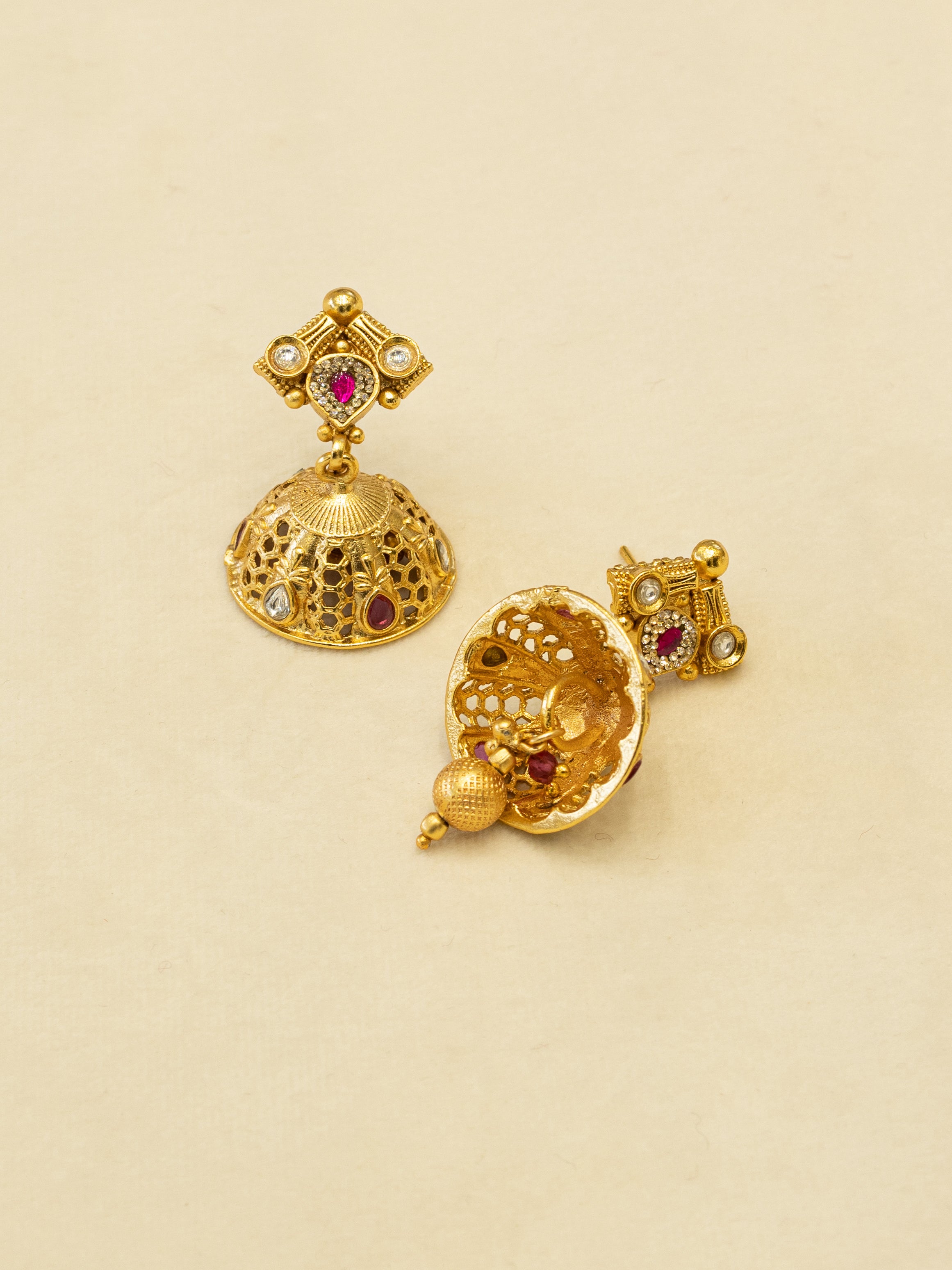 Aanura Antique Gold Choker Necklace with Drop Earrings