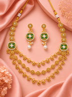 Aanura Gold-Plated Layered Necklace & Earrings Set