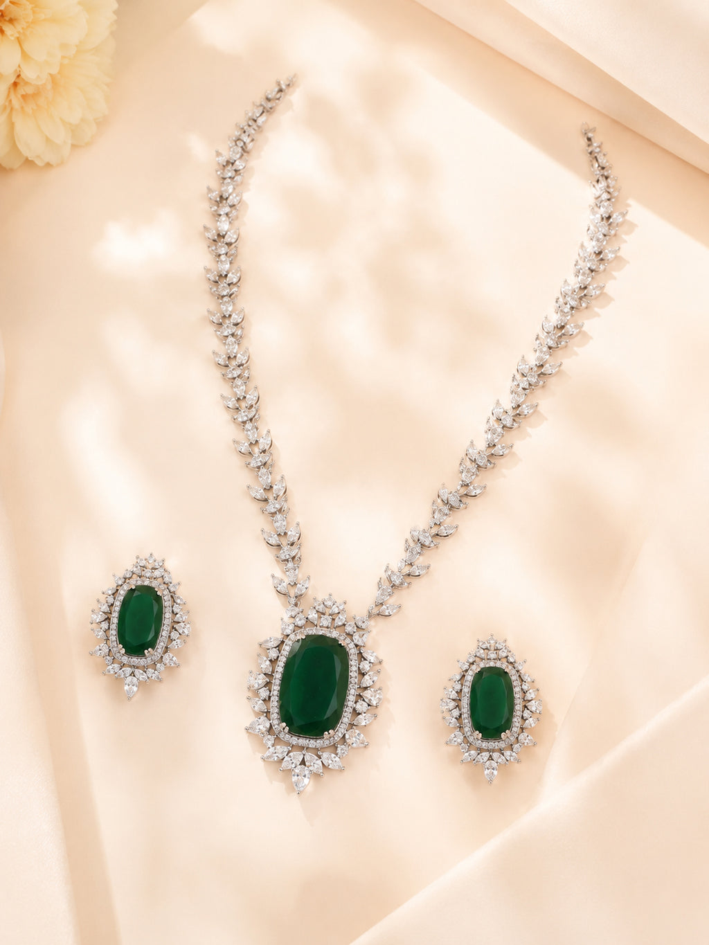 Aanura Ruby Oval Pendant Necklace Set