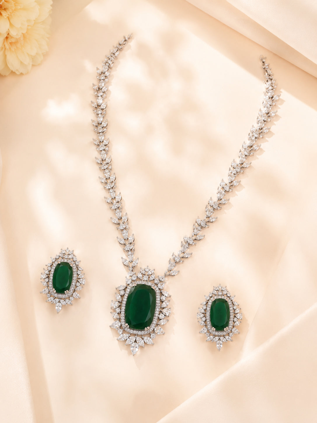 Aanura Ruby Oval Pendant Necklace Set