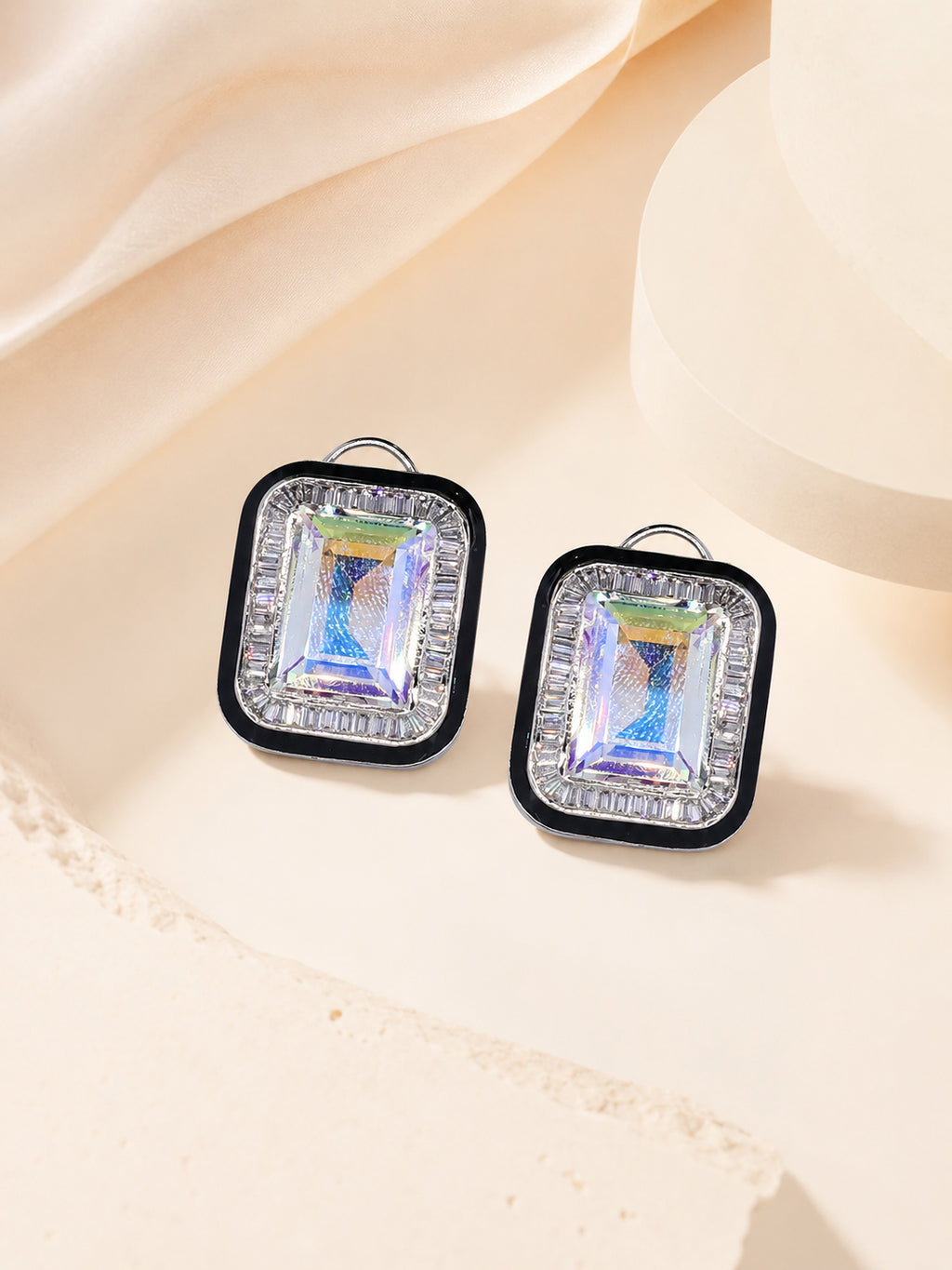 Aanura Champagne Rectangular Stud Earrings