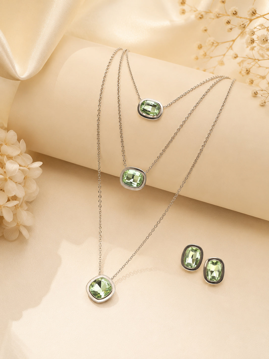 Aanura Layered Red Pendant Necklace Set