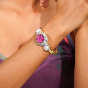 Aanura Gold Stainless Steel Statement Bangle Bracelet