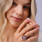 Aanura Gold Tone Oval Crystal Halo Ring