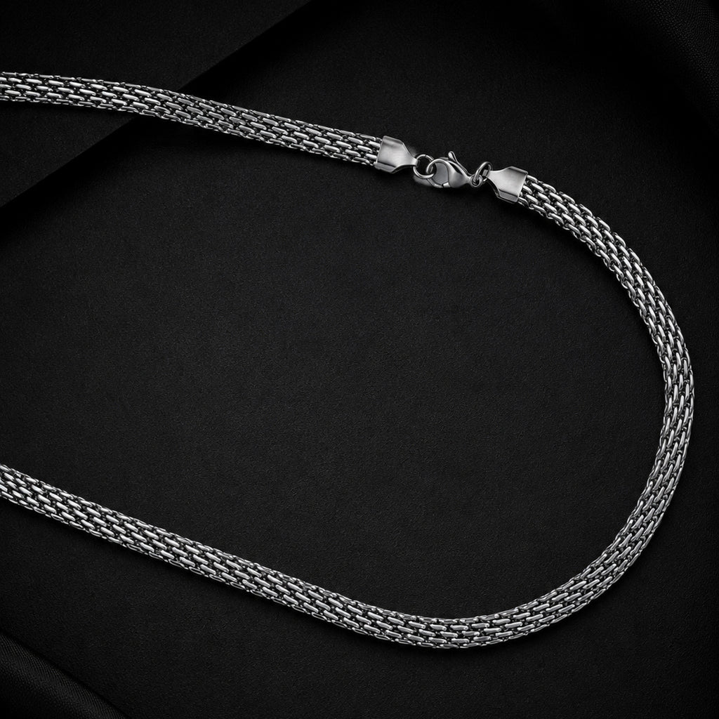 Rhodium Plating Waterproof Anti Tarnish Weave Chain