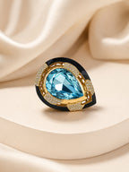 18K Gold Plated Oversized Crystal Anti-Tarnish Waterproof Ring