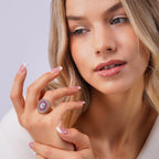 18K Gold Plated Oval Halo Anti-Tarnish Waterproof Ring