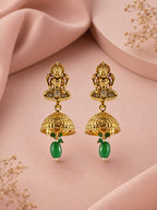 Aanura Temple Earrings with Red Stone Drop