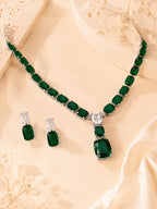 Aanura Deep Red Drop Crystal Necklace Set Stainless Steel
