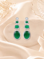 Emerald Cascade Triple Dangle Earrings
