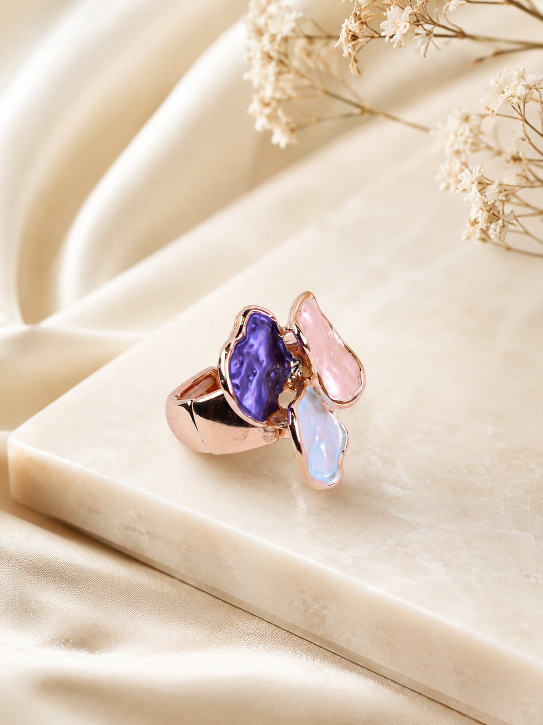 18K Gold Plated Pearl Petal Anti-Tarnish Waterproof Ring