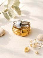 Rhodium-Plated Matte & Adjustable Silver Ring – Anti-Tarnish, Waterproof