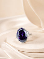 Rhodium Plated Vintage Yellow Gem Anti-Tarnish Waterproof Ring