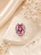 Rhodium Plated Ruby Cocktail Anti-Tarnish Waterproof Ring