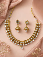 Classic Kundan Pearl Drop Necklace with Matching Earrings