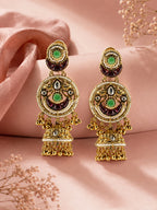 Aanura Gold-Plated Green Ruby Long Earrings