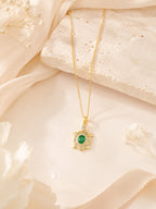 18K Gold Plated Green Turtle Crystal Necklace