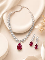 Aanura Purple Teardrop Crystal Necklace Set