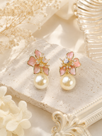 Aanura Floral Pearl Drop Earrings
